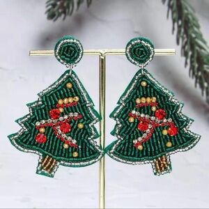 Christmas Tree Green Crystal Earrings